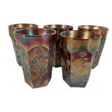 5 Fenton Paneled Dandelion Tumblers
