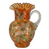 Fenton Hand Painted Draped Glass Pitcher