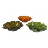3 Fenton Heart & Vine Carnival Glass Bowls