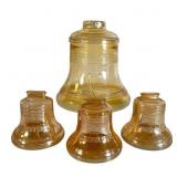 Liberty Bell Glass Cookie Jar and 3 Coin Banks