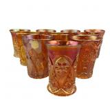 10 Marigold Carnival Glass Tumblers