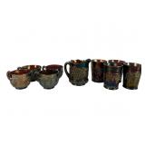 9 Pcs. Northwood Grape & Cable Glassware
