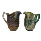 2 Imperial Grape Pattern Glass Pitchers