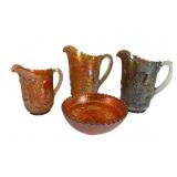 3 Imperial Windmill Pitchers and Bowl