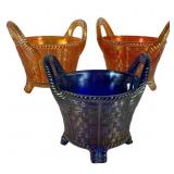 Three Northwood Glass Bushel Baskets