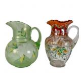 Two Victorian Enameled Water Pitchers