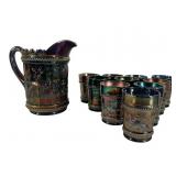 Dugan Peacock at Fountain Pitcher & 10 Tumblers