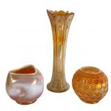 Three Dugan Carnival Glass Vases