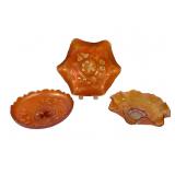 3 Fenton Acorn & Three Fruits Pattern Bowls