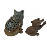 Two Cast Iron Cat Figurines
