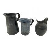 Three Agateware Pitchers with Handles