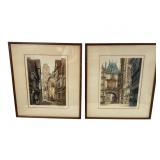 Leander Signed 20th C. French Color Etchings