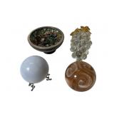 Bismuth Crystal Bowl, Chalcedony, Orbs, Grape Crys