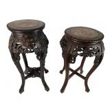 Carved Wood and Marble Stands