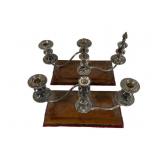 Pair Sterling Silver Candle Holders, 9x14 in