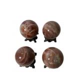 Four Hematoid Quartz Spheres