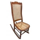 Vintage Wooden and Wicker Rocking Chair