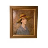 Serwazi Oil Painting Woman in Large Hat 1985