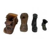 Four Carved Shoe Figurines