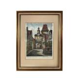 Ernst Geissendorfer Signed Colored Etching