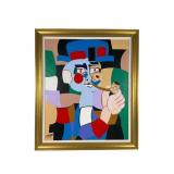 Signed Abstract Oil Painting, 42 x 36