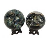 Iridescent Art Glass Spheres on Stnds