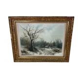 C.M. Nichols Framed Woodland Scene Etching
