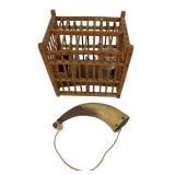 Miniature Wooden Cage and 7-Inch Horn