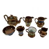 Lustreware Tea Kettle and Tableware Set