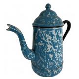 Blue Agate Teapot with Black Handle