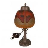 Reverse Painted Lamp with Windmill River