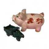 Vintage Piggy Brake Bank and Cast Truck
