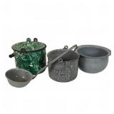 Enamel Granitewear Pots and Ladle Lot