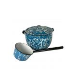 Blue and White Swirl Enamelware Stock Pot