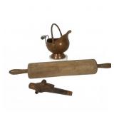 Wooden Rolling Pin, Ash Scuttle, Barrel Stop