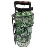 Green Enamelware Tiffin Carrier Set