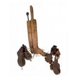 Wooden Boot Tree, Ice Skates, Roller Skates