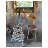 Metal Industrial Chair and Tools Lot