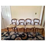 Four Victorian Walnut Side Chairs with Uphol.