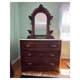 Victorian Walnut Marble Top Dresser