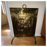 Brass Fireplace Screen with 3D Hearth Scene