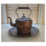 Copper Plate and Early Tea Kettle