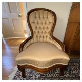 Victorian Slipper Chair with Walnut Frame