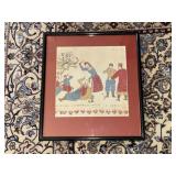 Framed Vintage Needlework Under Glass