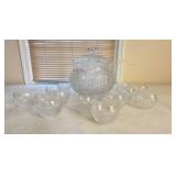 Cut Glass Punch Bowl Set with 12 Cups