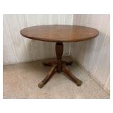 Oak One Drawer Pedestal Table with Brass Accc