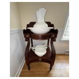Antique Wooden Wash Stand with Chamber Set