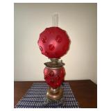 Victorian GWTW Ruby Red Glass Lamp, 24 in