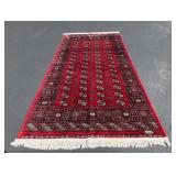 Hand Tied Area Rug with Red and Blue Pattern