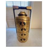 Burmese Gold Leaf Lacquer ware Tiffin 19.5'